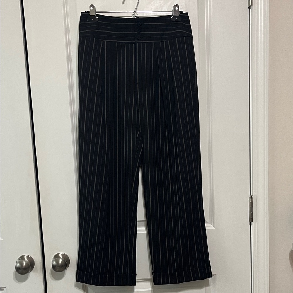 Lauren Ralph Lauren Pinstripe Wool Crepe Wide Leg Pant Sz 4P - Picture 3 of 11